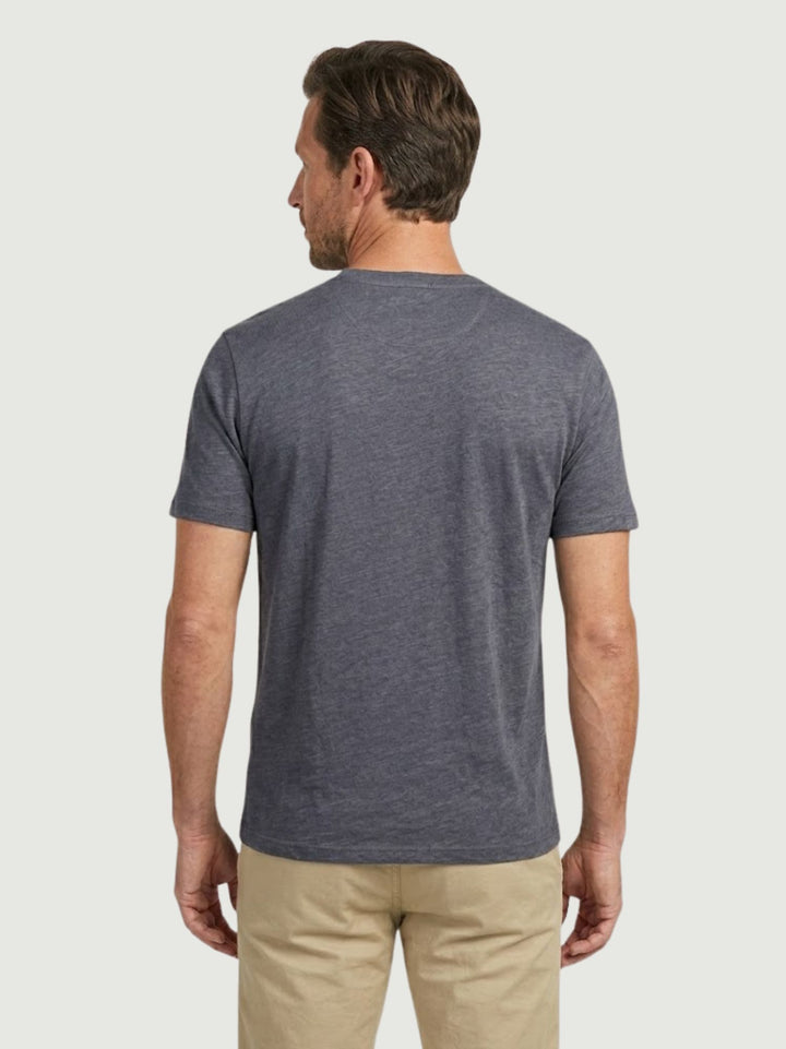 T-shirt collo serafino misto lino navy 6TS0358 NAVY ANDREA MORANDO 