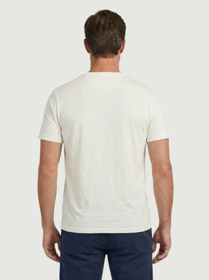 T-shirt collo serafino in misto lino bianca 6TS0358 WHITE ANDREA MORANDO 