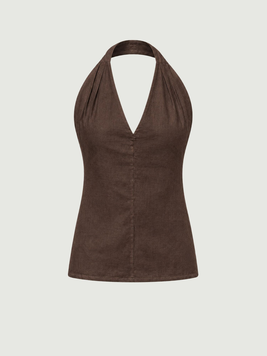 Top con scollo a V in lino testa di moro 6TS0527 MORO ANDREA MORANDO 