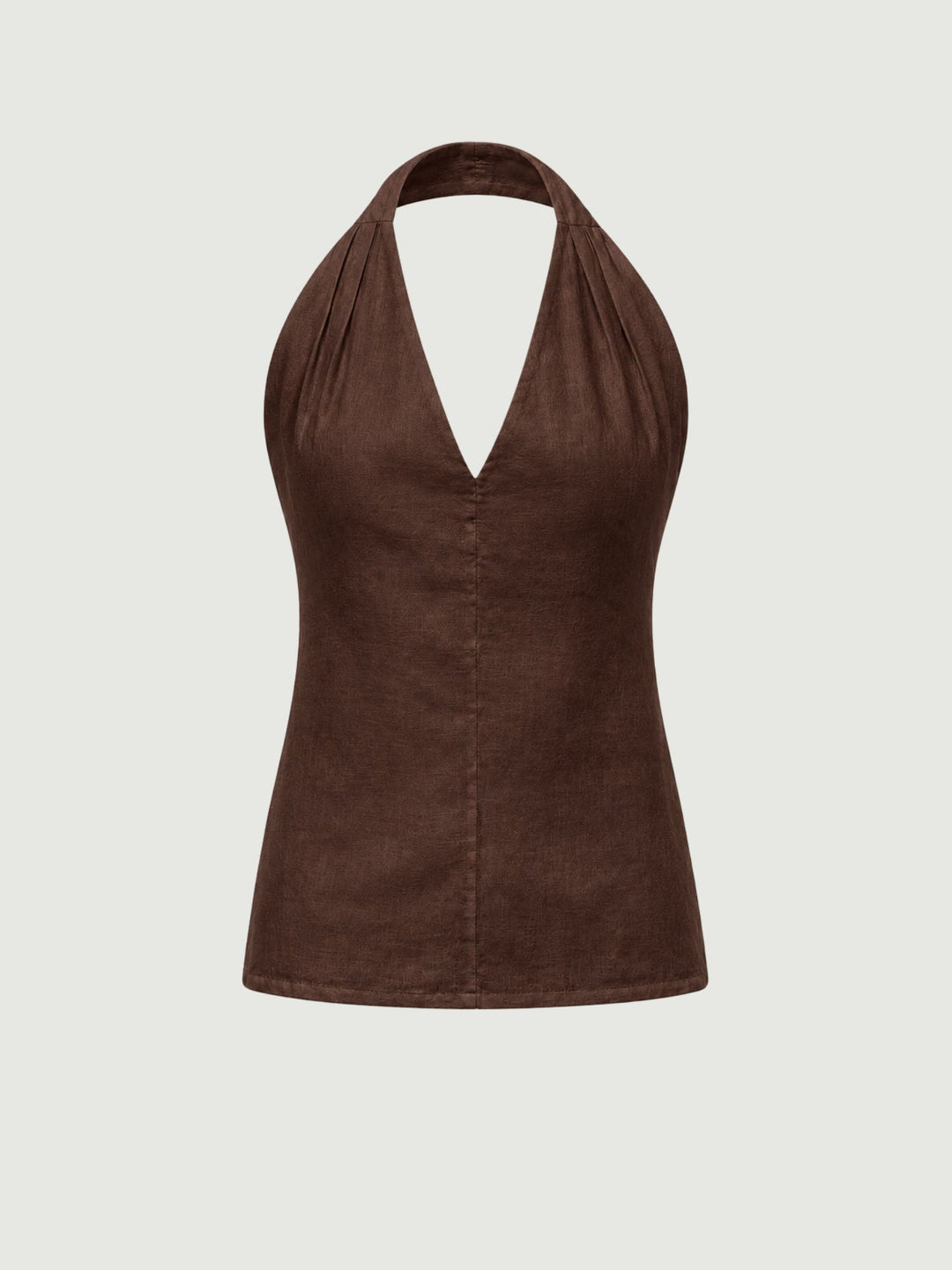 Top con scollo a V in lino tabacco 6TS0527 TABACCO ANDREA MORANDO 