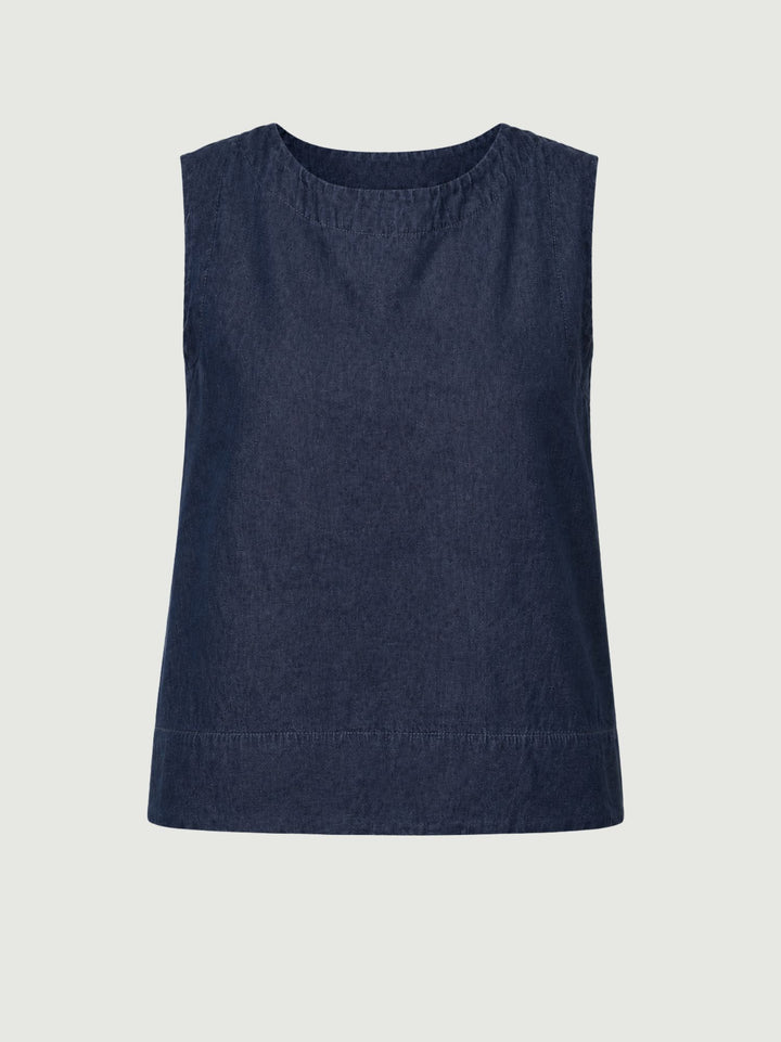 Top smanicato in lino chambray 6TS0551 DENIM ANDREA MORANDO 