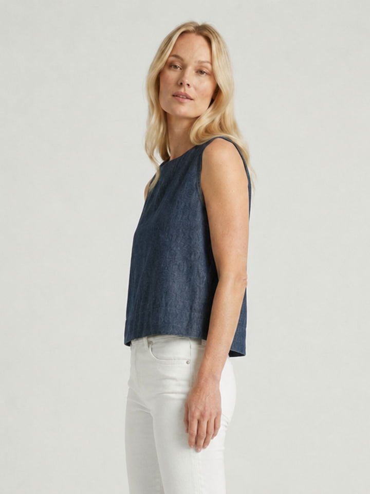 Top smanicato in lino chambray 6TS0551 DENIM ANDREA MORANDO 