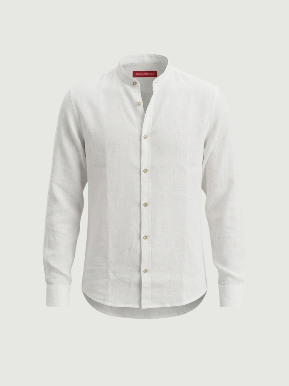 Camicia coreana in lino bianca AFE114U WHITE ANDREA MORANDO 
