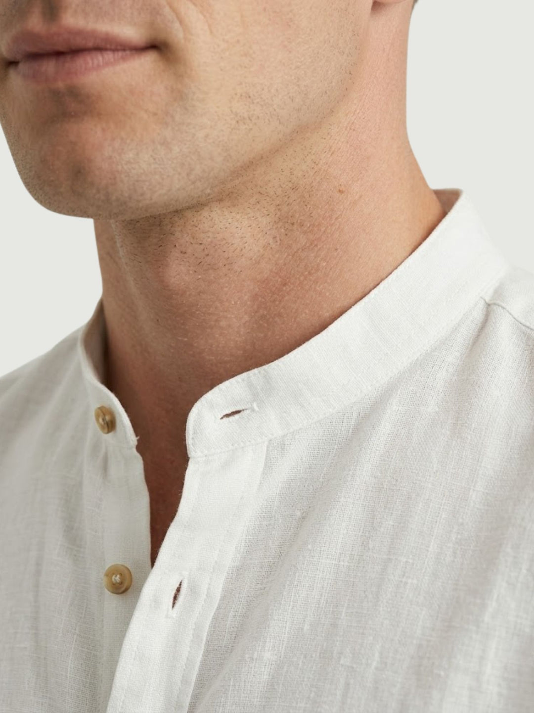 Camicia coreana in lino bianca AFE114U WHITE ANDREA MORANDO 