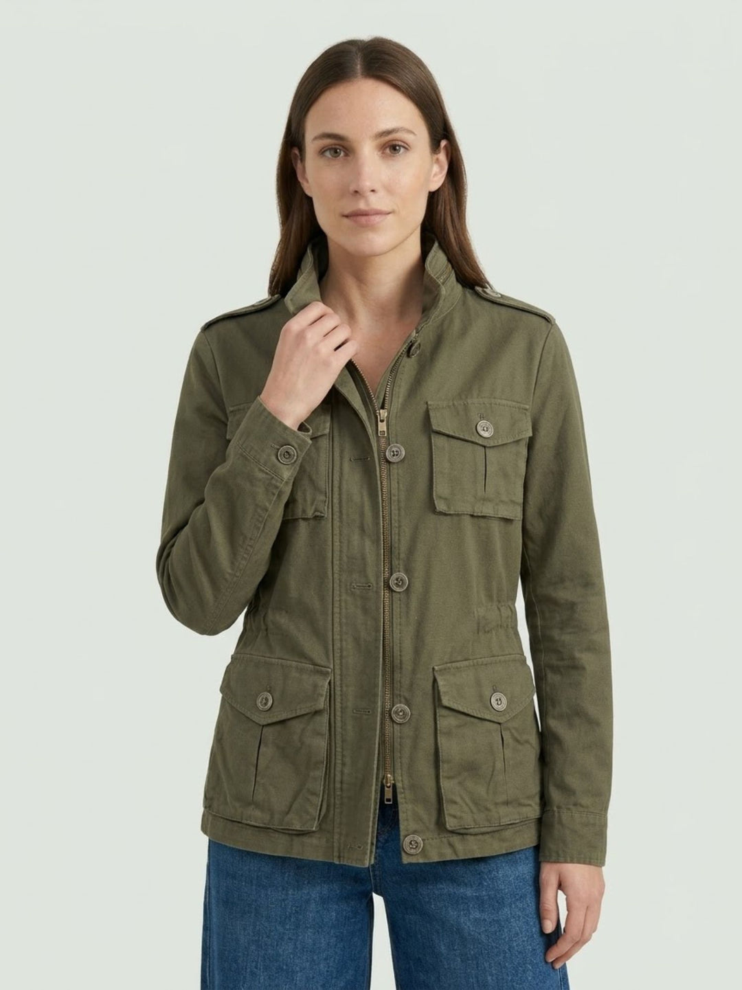 Field Jacket in cotone verde militare JK025337D VERDE ANDREA MORANDO 