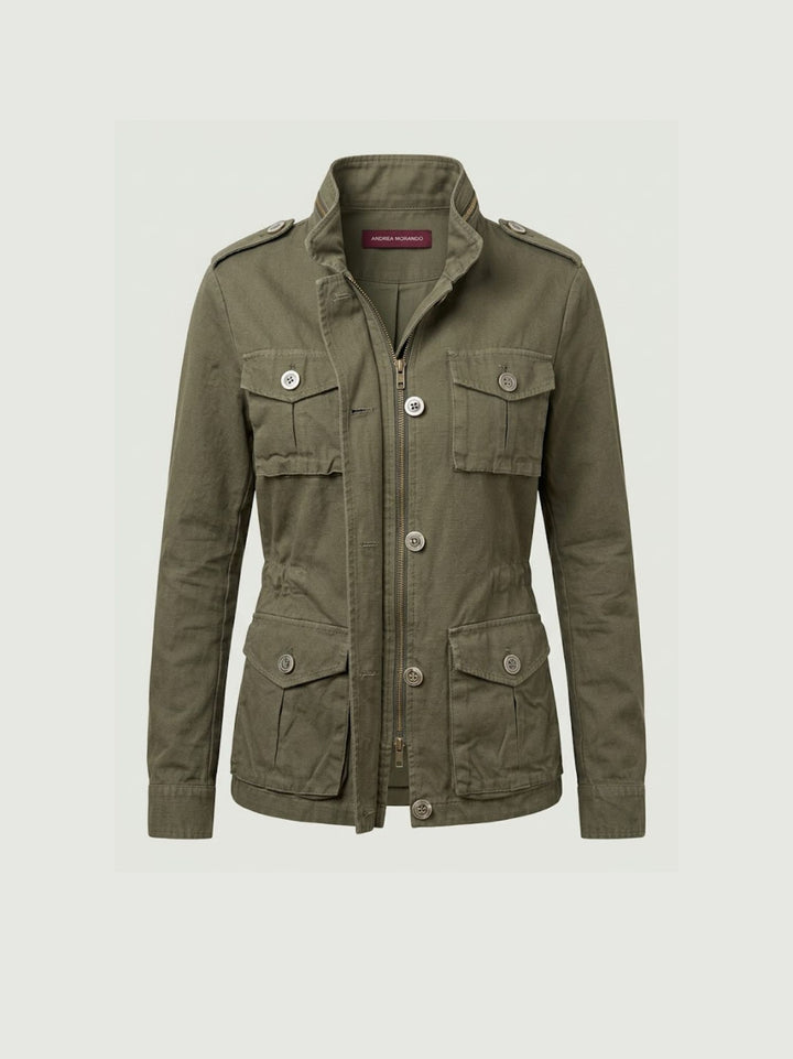Field Jacket in cotone verde militare JK025337D VERDE ANDREA MORANDO 