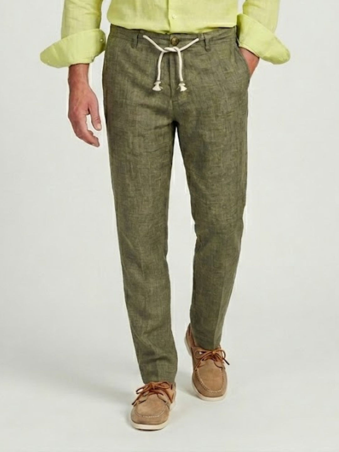 Pantalone in cotone con coulisse fiammato verde militare PTN00622 ARMY ANDREA MORANDO 
