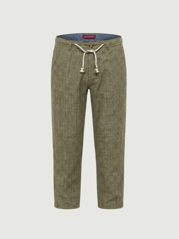 Pantalone in cotone con coulisse fiammato verde militare PTN00622 ARMY ANDREA MORANDO 