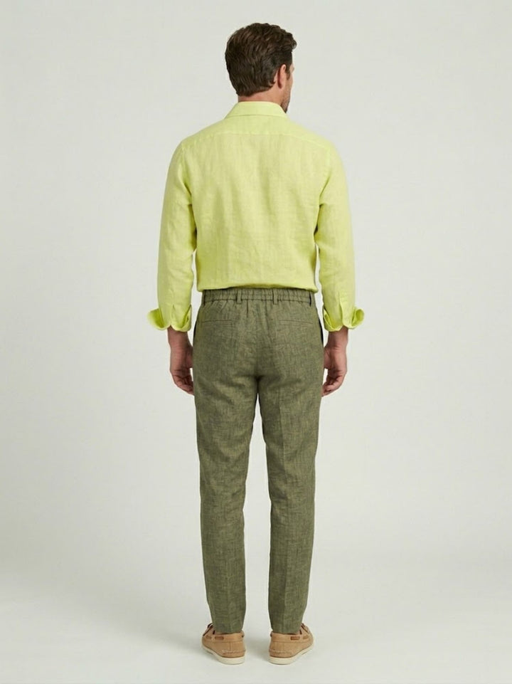Pantalone in cotone con coulisse fiammato verde militare PTN00622 ARMY ANDREA MORANDO 