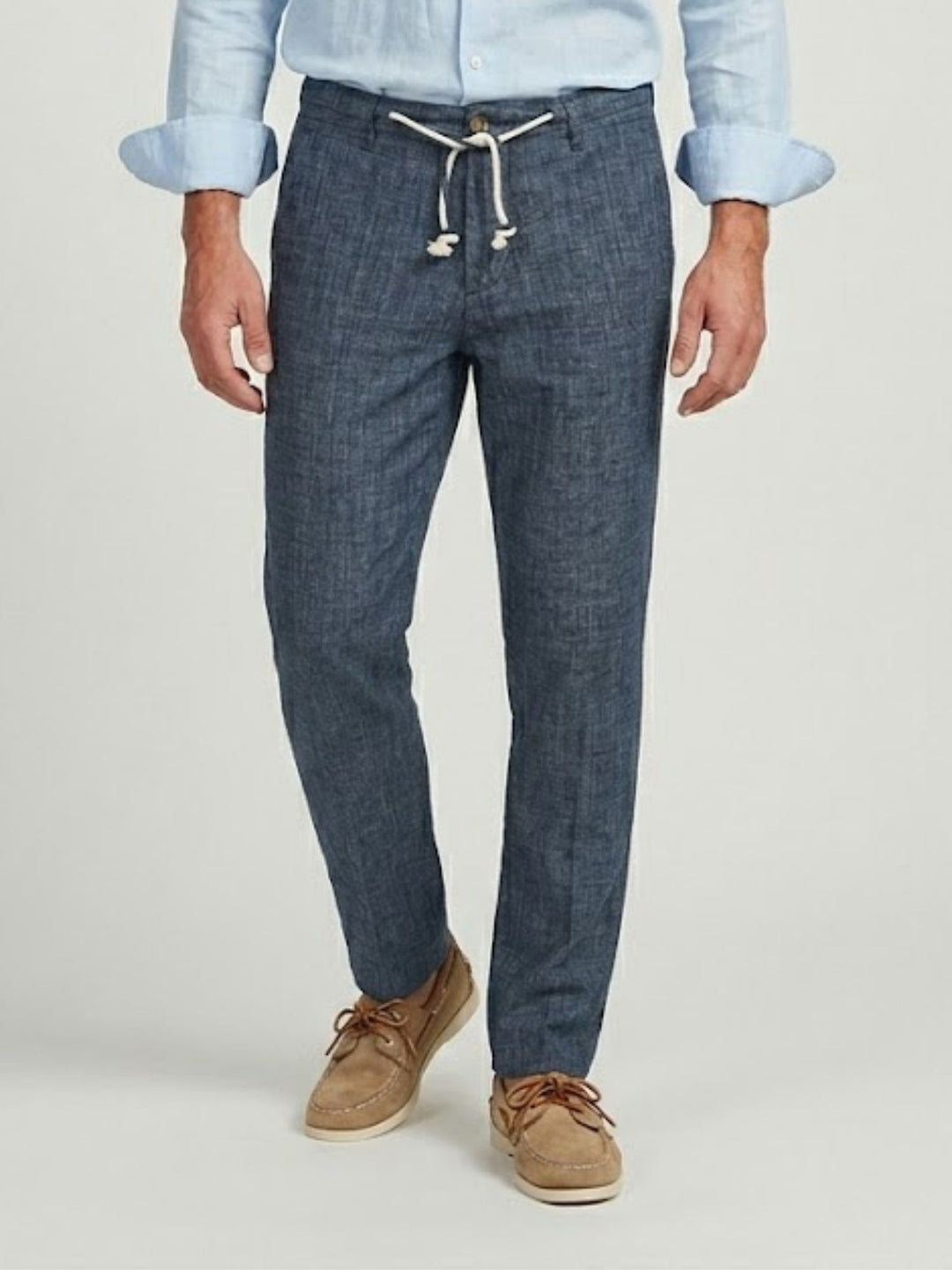 Pantalone in cotone con coulisse fiammato navy PTN00622 NAVY ANDREA MORANDO 