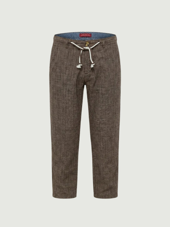 Pantalone in cotone con coulisse fiammato tabacco PTN00622 TABACCO ANDREA MORANDO 