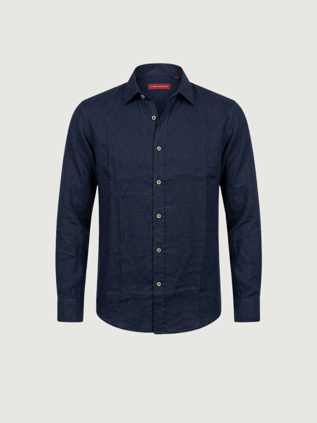 Camicia in lino navy con bottoni sughero SLE112U NAVY ANDREA MORANDO 