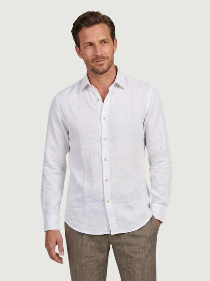 Camicia in lino bianca con bottoni sughero SLE112U WHITE ANDREA MORANDO 