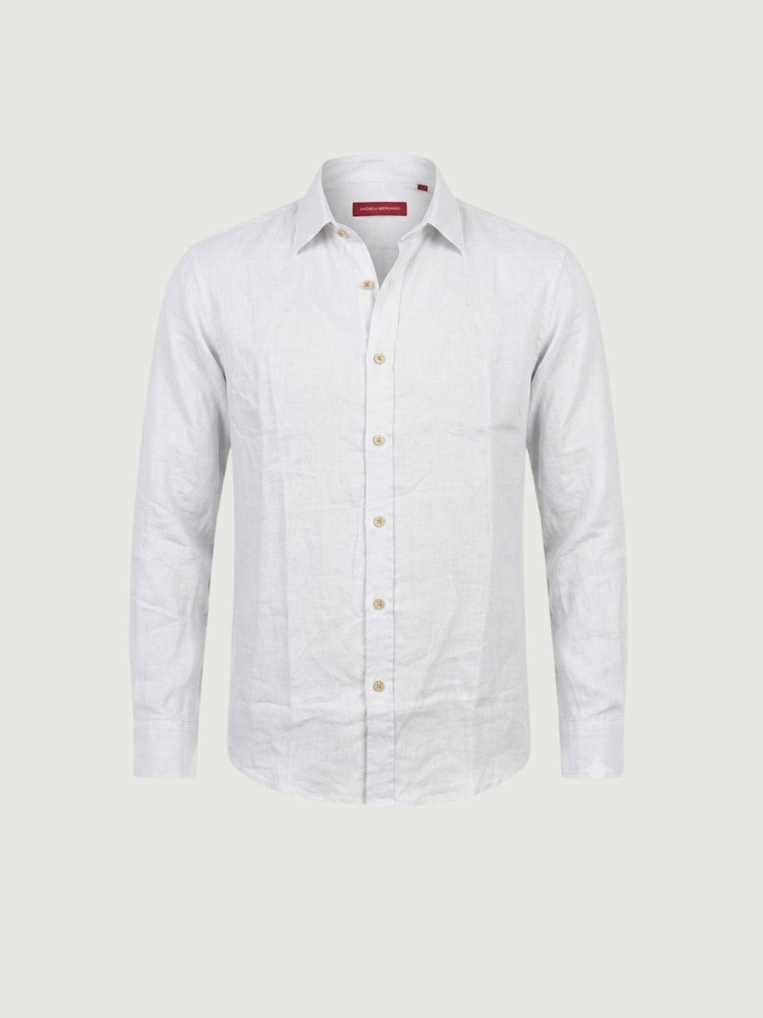 Camicia in lino bianca con bottoni sughero SLE112U WHITE ANDREA MORANDO 