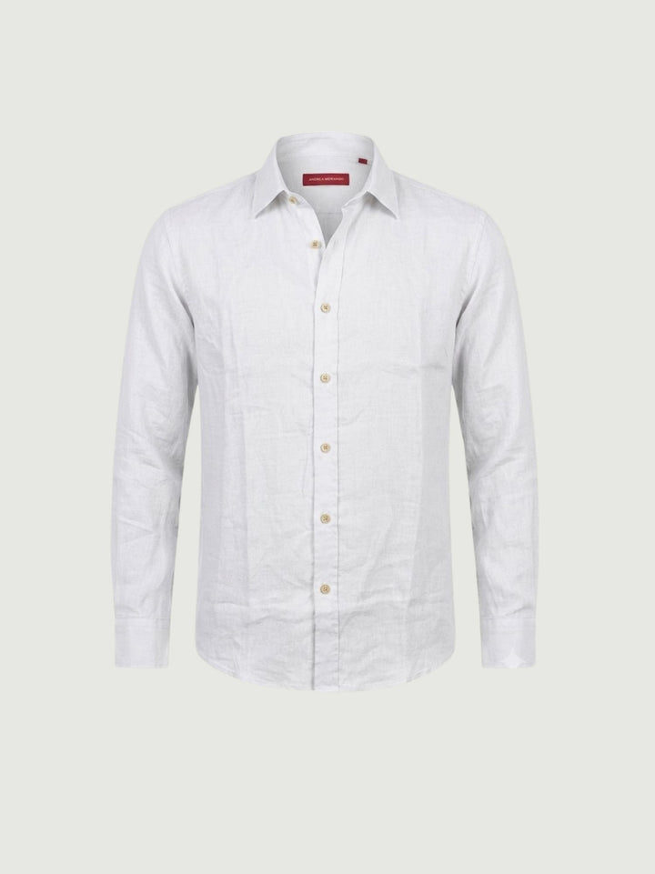 Camicia in lino bianca con bottoni sughero SLE112U WHITE ANDREA MORANDO 