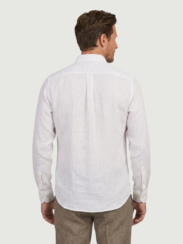 Camicia in lino bianca con bottoni sughero SLE112U WHITE ANDREA MORANDO 