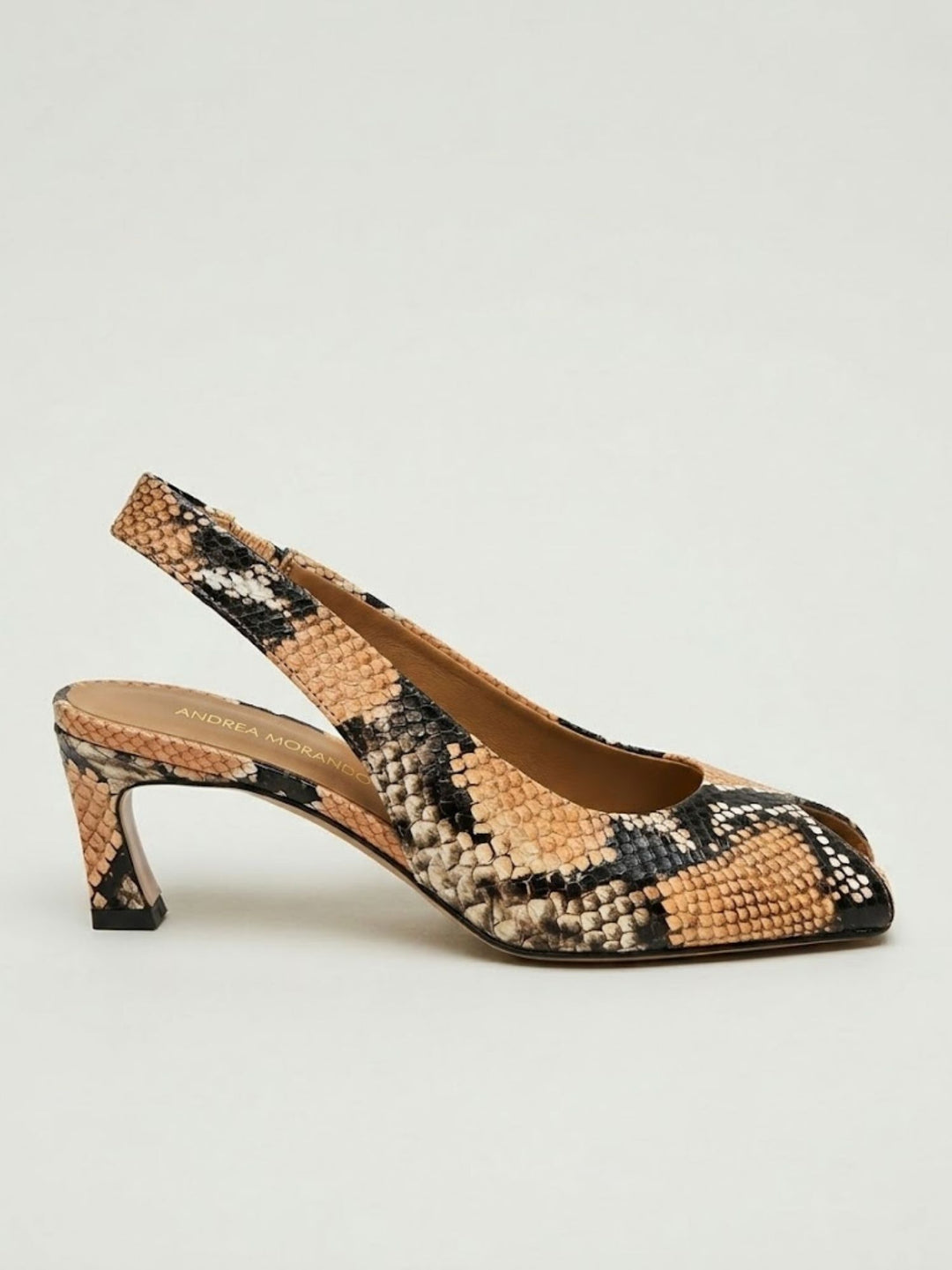 Spuntata slingback in pelle pitonata arancio R1702 ARANCIO ANDREA MORANDO 