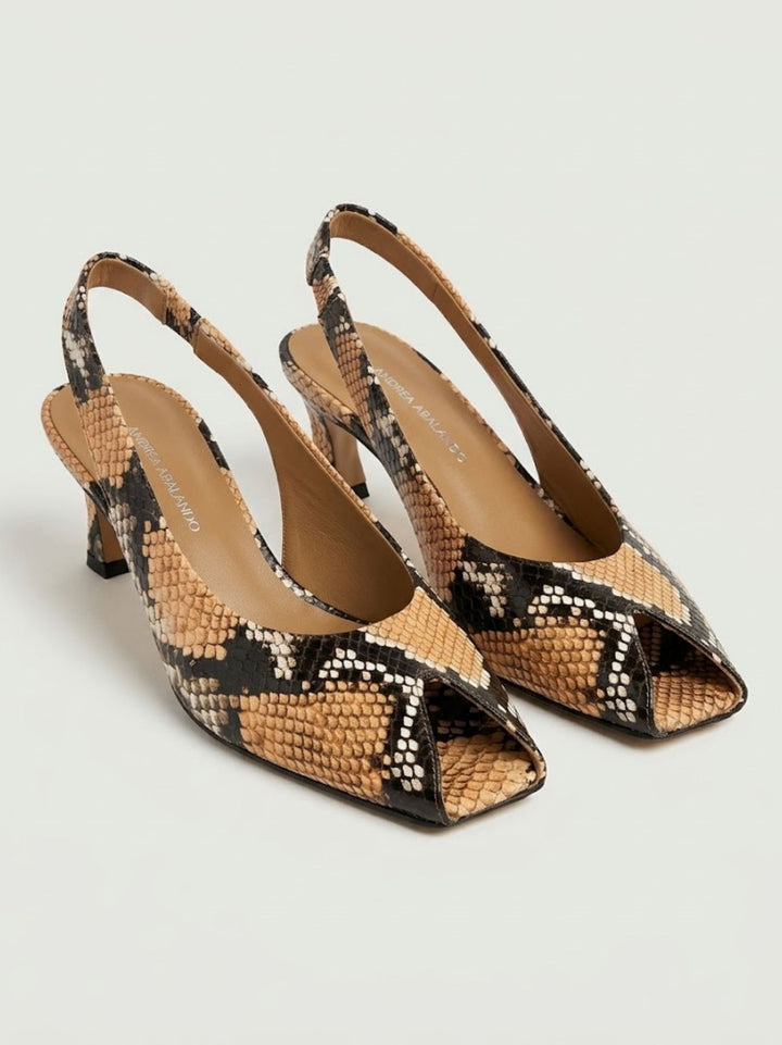 Spuntata slingback in pelle pitonata arancio R1702 ARANCIO ANDREA MORANDO 