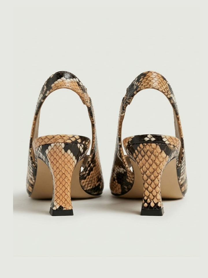 Spuntata slingback in pelle pitonata arancio R1702 ARANCIO ANDREA MORANDO 