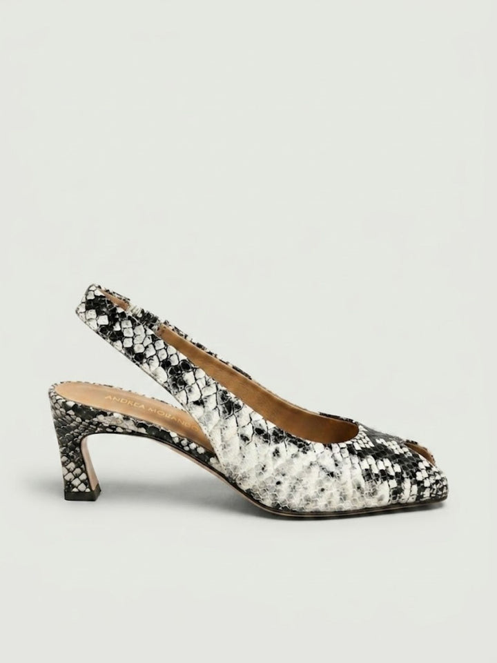 Spuntata slingback in pelle pitonata bianco grigio R1702 BEIGE ANDREA MORANDO 