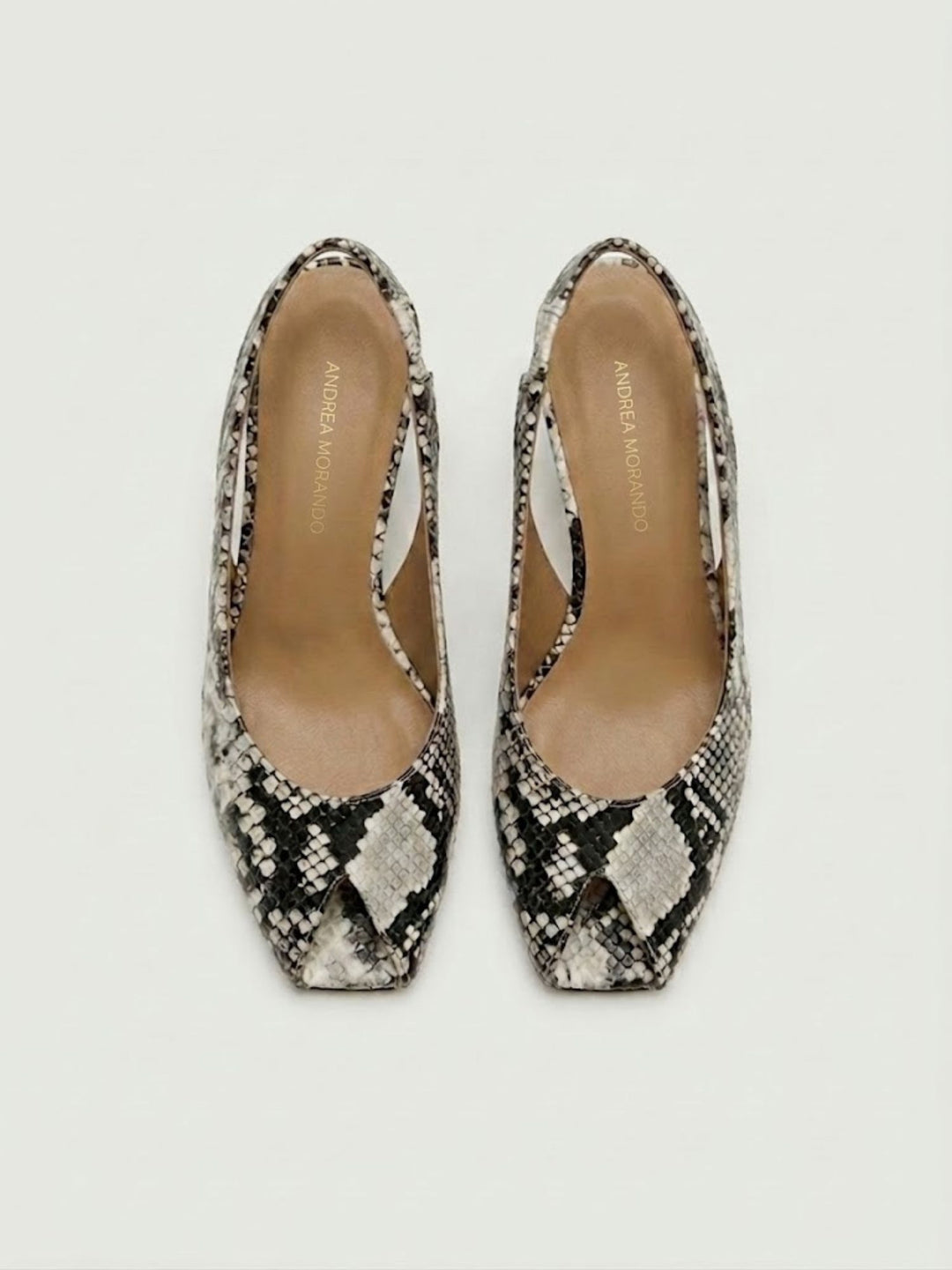 Spuntata slingback in pelle pitonata bianco grigio R1702 BEIGE ANDREA MORANDO 