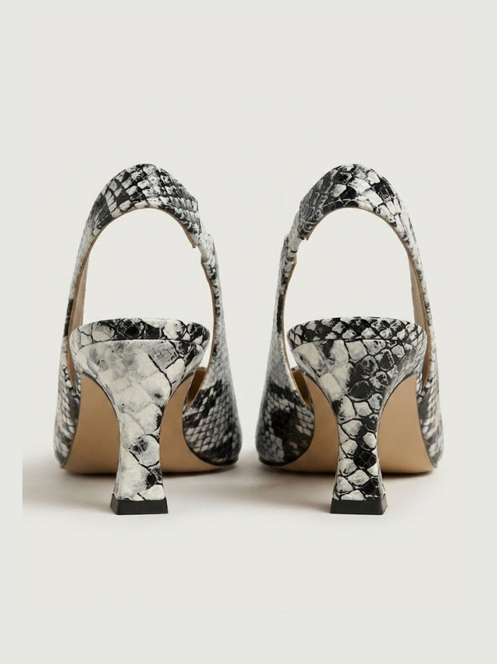 Spuntata slingback in pelle pitonata bianco grigio R1702 BEIGE ANDREA MORANDO 