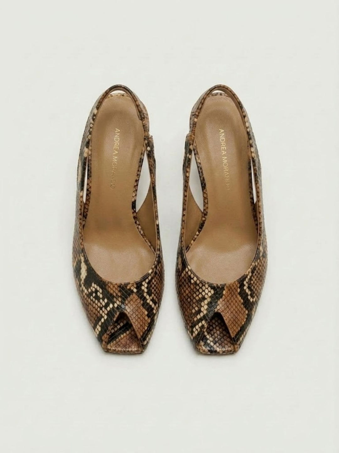 Spuntata slingback in pelle pitonata cuoio R1702 CUOIO ANDREA MORANDO 