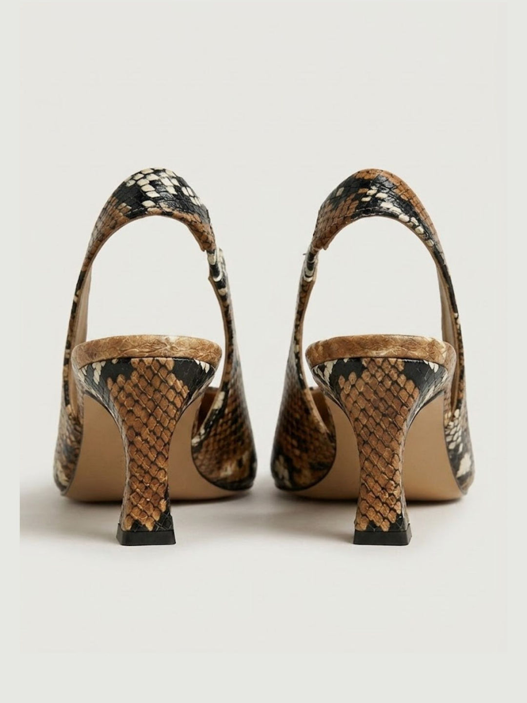 Spuntata slingback in pelle pitonata cuoio R1702 CUOIO ANDREA MORANDO 