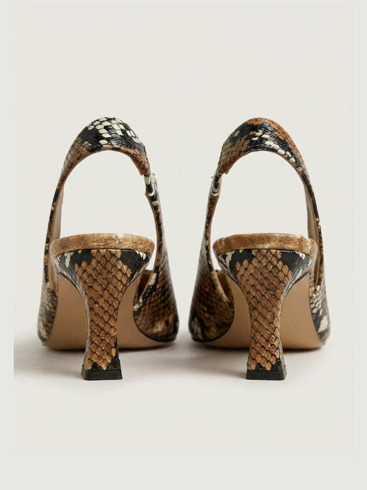 Spuntata slingback in pelle pitonata cuoio R1702 CUOIO ANDREA MORANDO 
