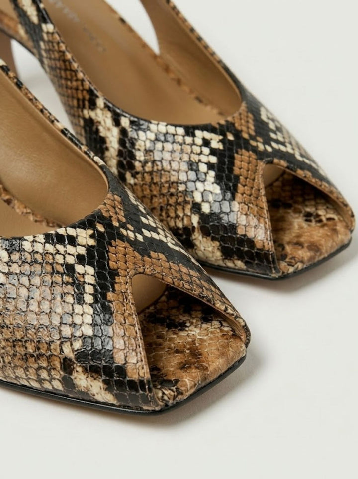 Spuntata slingback in pelle pitonata cuoio R1702 CUOIO ANDREA MORANDO 