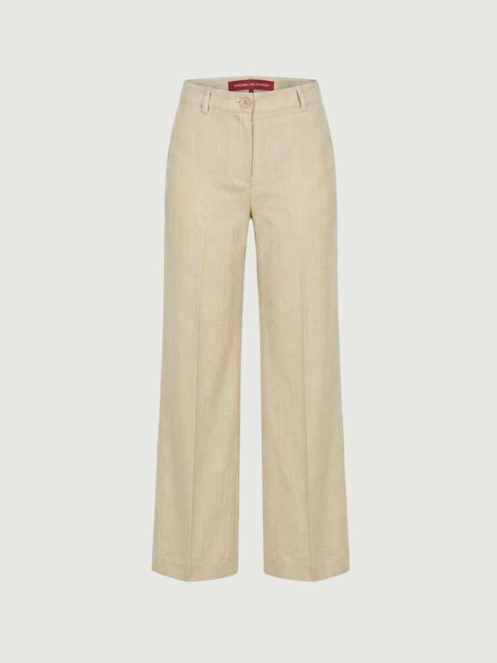 Pantaloni a palazzo con pences beige P3037 MANDORLA ANDREA MORANDO 