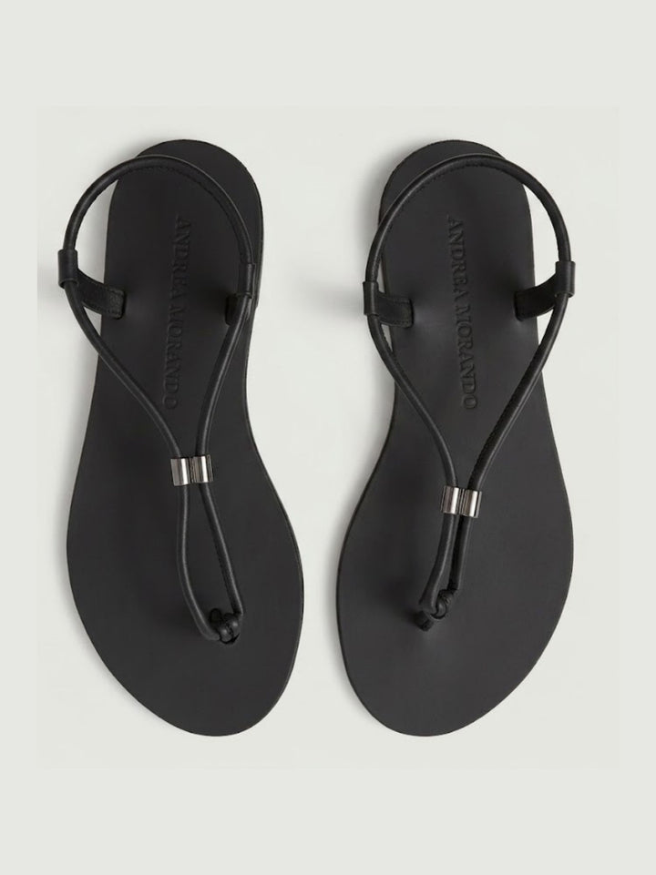 Sandalo infradito nero con nodo decorativo 53G BLACK ANDREA MORANDO 