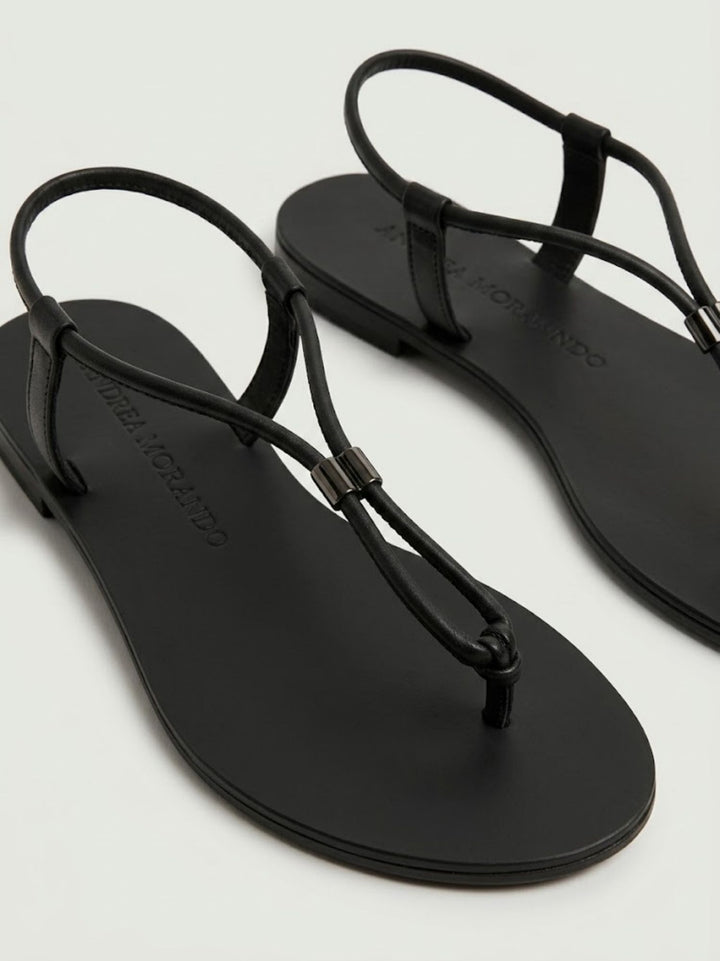 Sandalo infradito nero con nodo decorativo 53G BLACK ANDREA MORANDO 