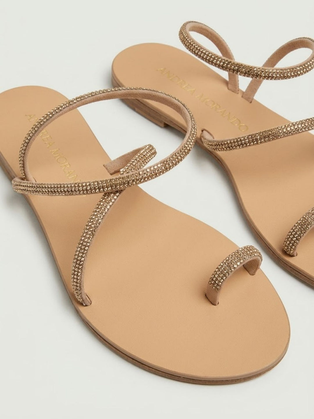 Sandalo gioiello beige con strass applicati 63TC COPPER ANDREA MORANDO 