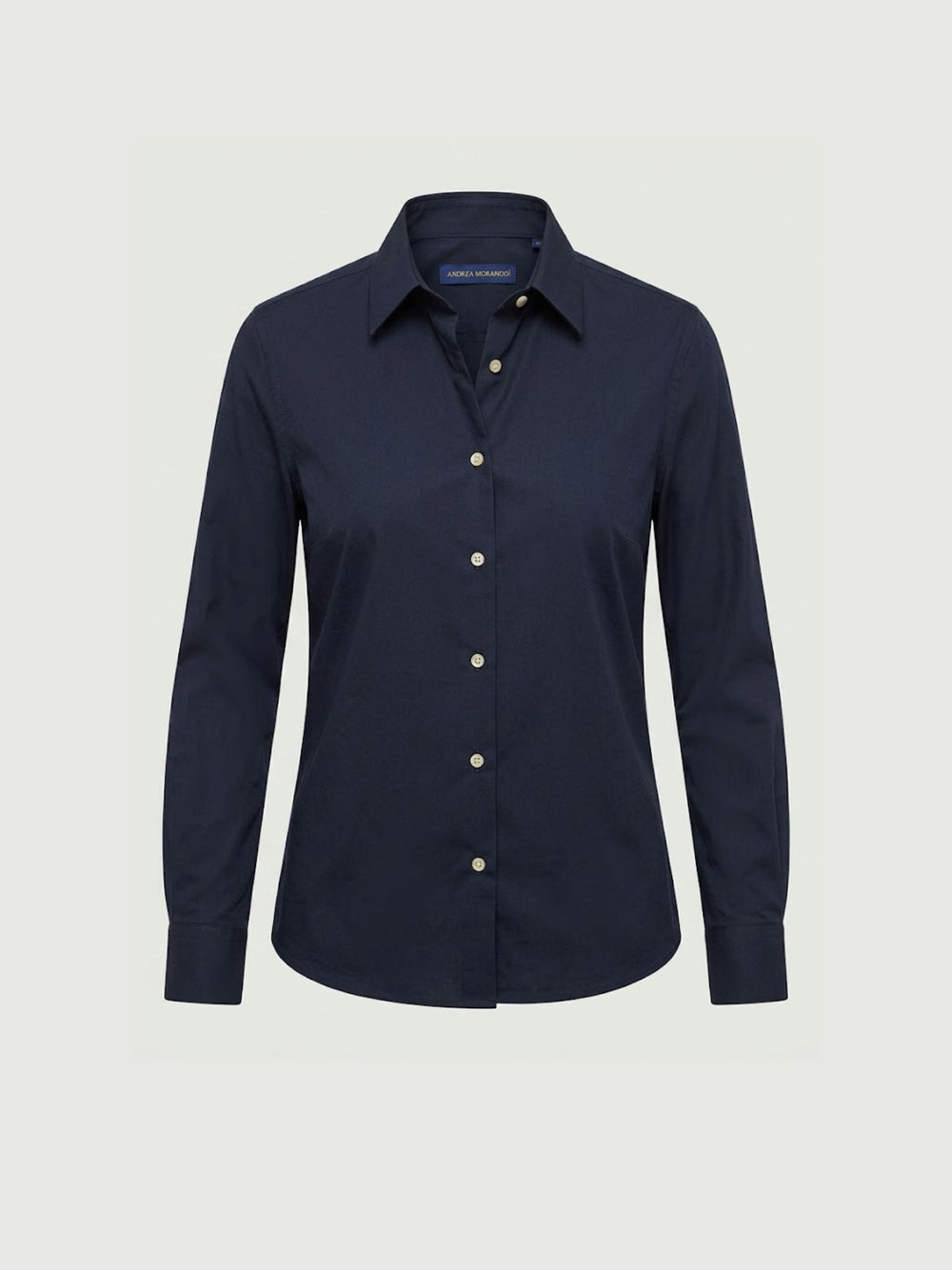 Camicia con bottoni madreperla in cotone navy RUBINO BLU ANDREA MORANDO 
