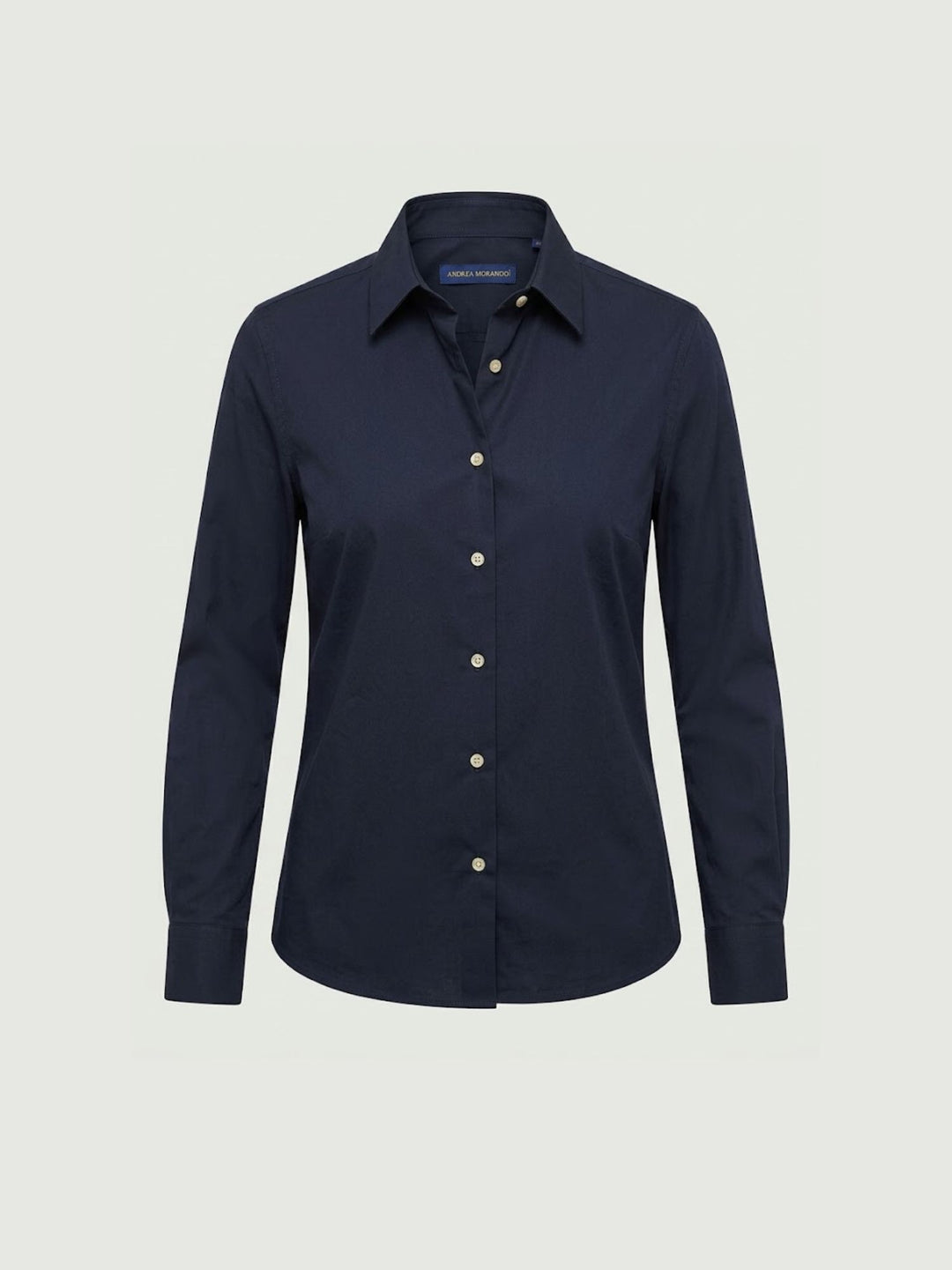 Camicia con bottoni madreperla in cotone navy RUBINO BLU ANDREA MORANDO 
