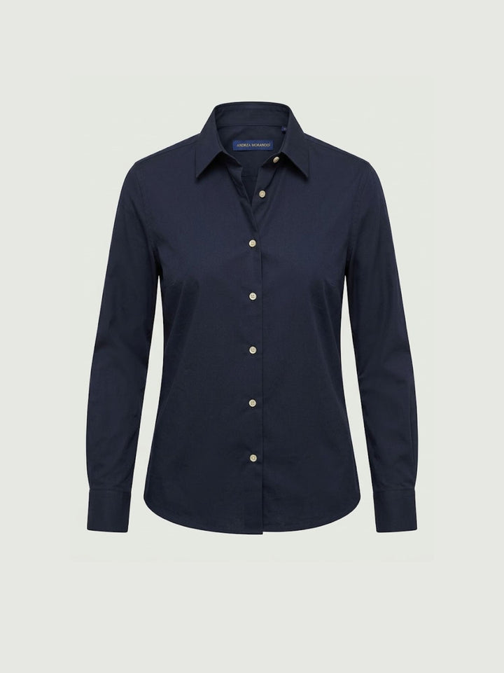 Camicia con bottoni madreperla in cotone navy RUBINO BLU ANDREA MORANDO 