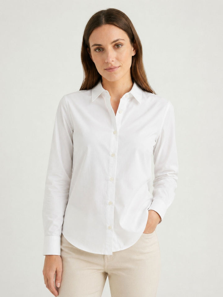 Camicia con bottoni madreperla in cotone bianca RUBINO BIANCO ANDREA MORANDO 