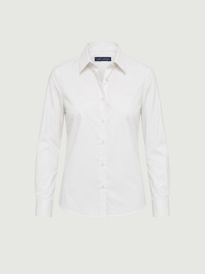Camicia con bottoni madreperla in cotone bianca RUBINO BIANCO ANDREA MORANDO 