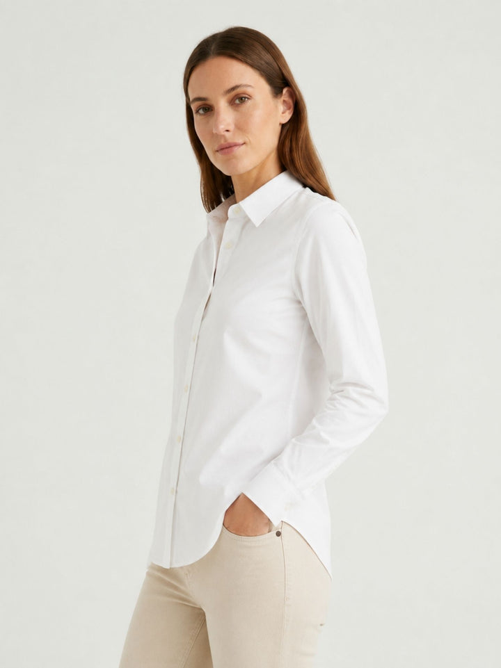 Camicia con bottoni madreperla in cotone bianca RUBINO BIANCO ANDREA MORANDO 