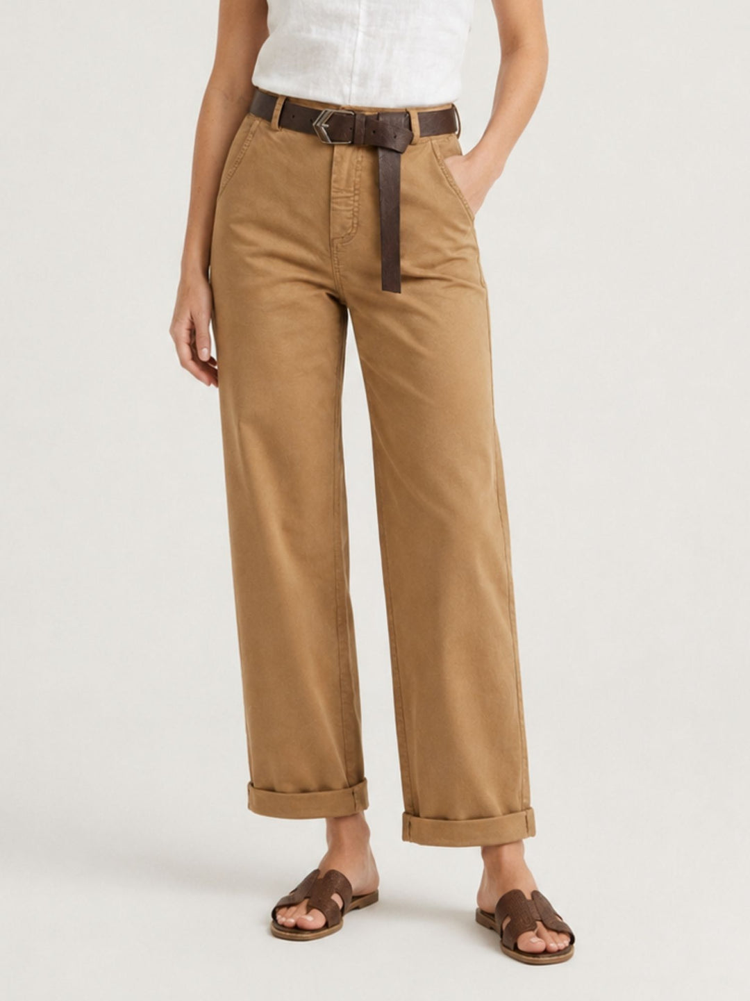 Pantalone barrel in cotone caramello 3013 CAMMELLO ANDREA MORANDO 