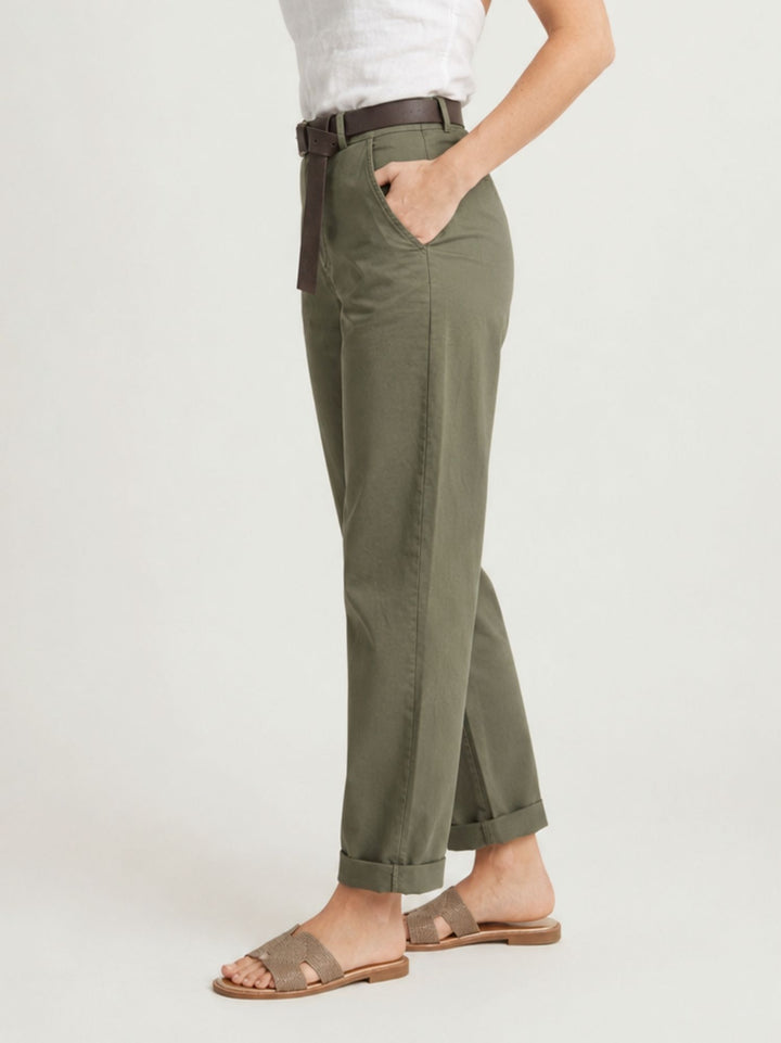 Pantalone barrel in cotone verde militare 3013 MILITARE ANDREA MORANDO 