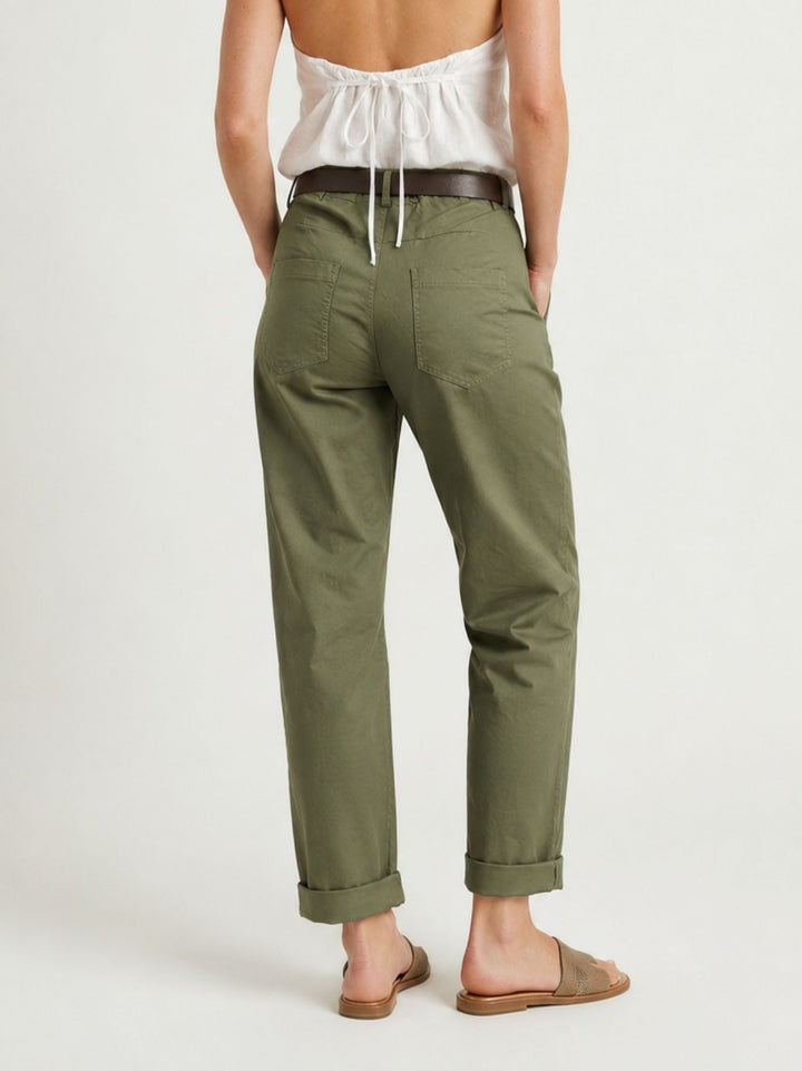 Pantalone barrel in cotone verde militare 3013 MILITARE ANDREA MORANDO 