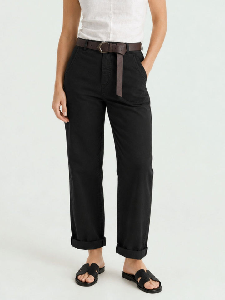 Pantalone barrel in cotone nero 3013 NERO ANDREA MORANDO 