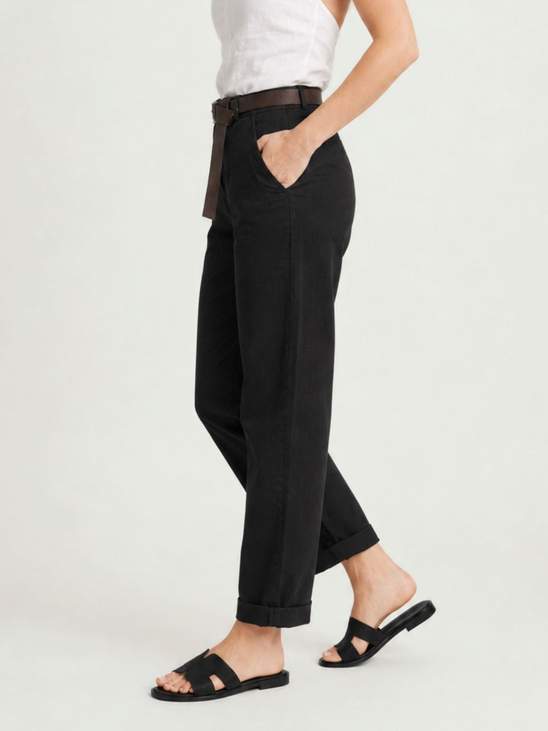 Pantalone barrel in cotone nero 3013 NERO ANDREA MORANDO 