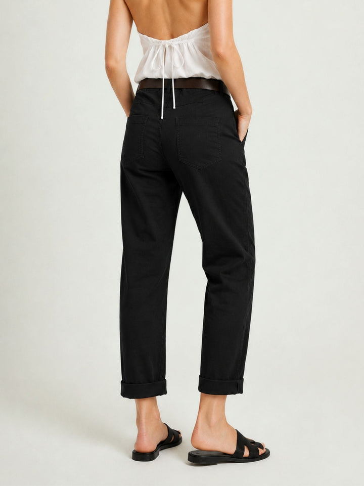 Pantalone barrel in cotone nero 3013 NERO ANDREA MORANDO 