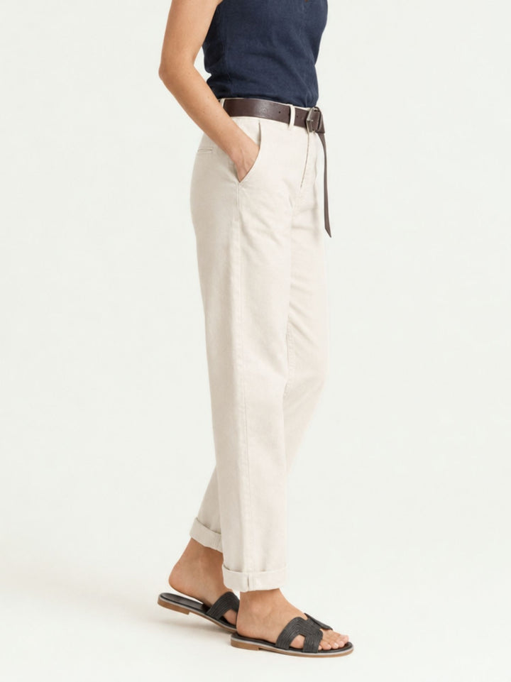 Pantalone barrel in cotone bianco 3013 PANNA ANDREA MORANDO 