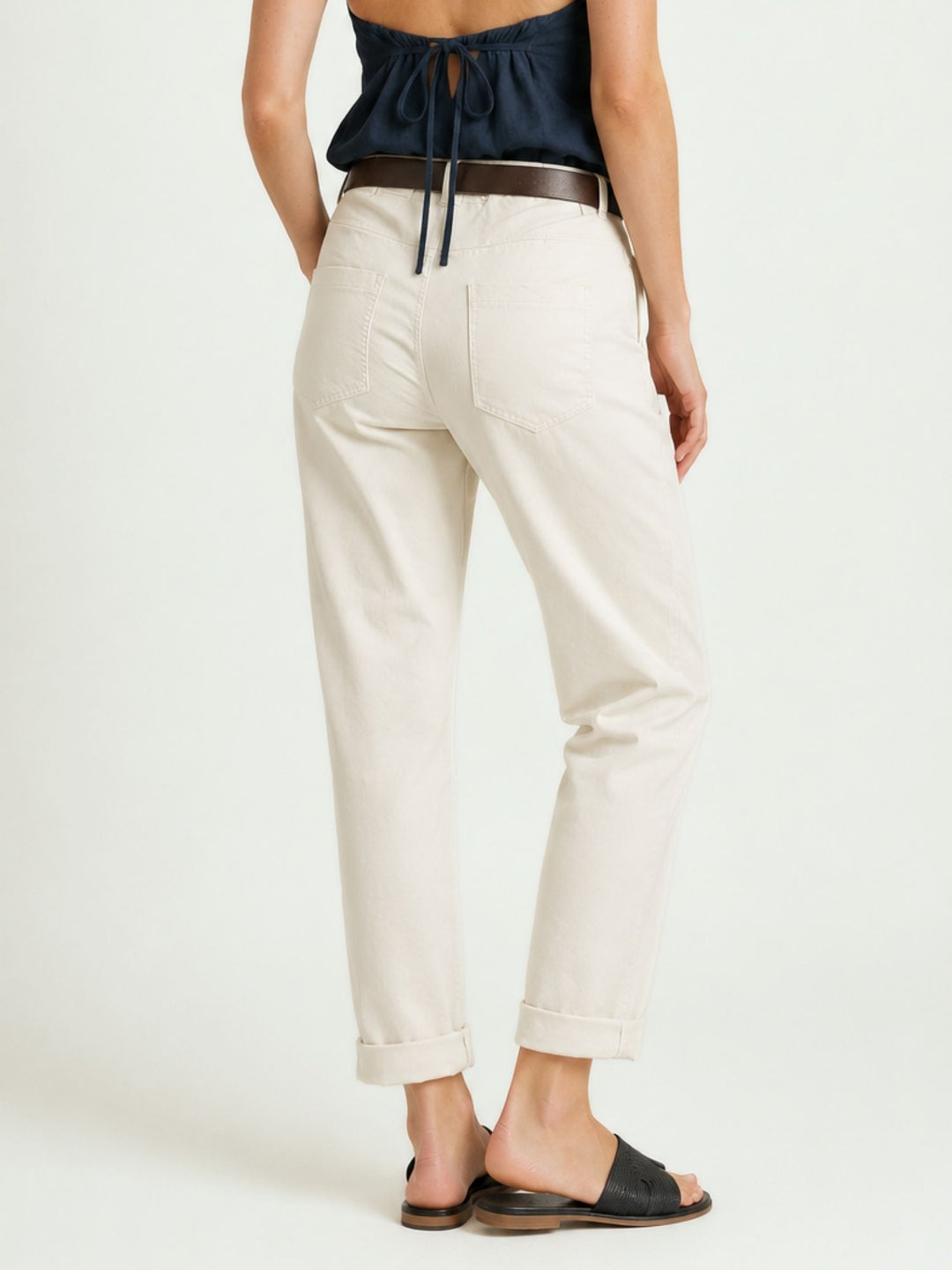 Pantalone barrel in cotone bianco 3013 PANNA ANDREA MORANDO 