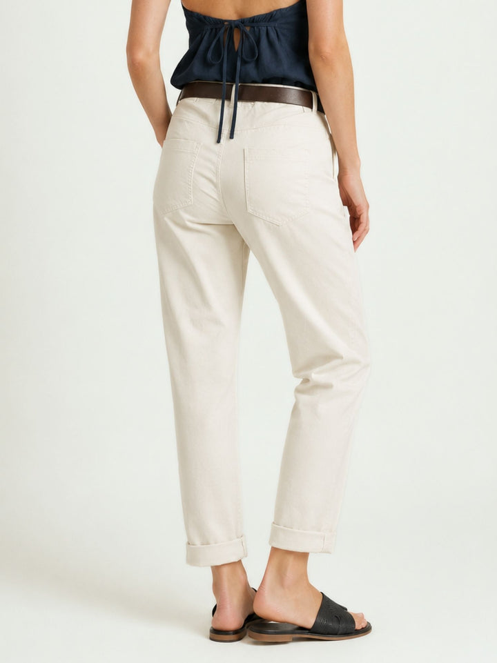 Pantalone barrel in cotone bianco 3013 PANNA ANDREA MORANDO 