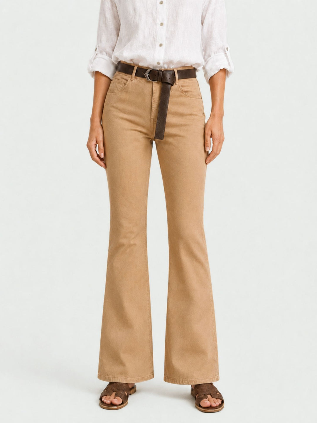 Pantalone a zampa in cotone caramello 5048 CAMMELLO ANDREA MORANDO 